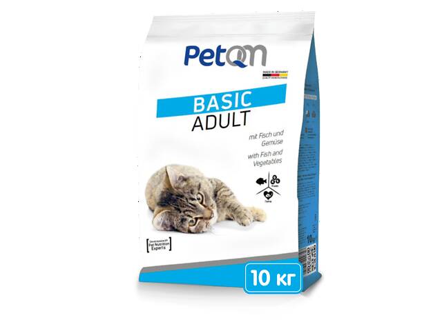 Корм для кошек PetQM Basic Adult с рыбой и овощами 10 кг