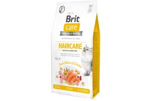 Корм для кошек с длинной шерстью Brit Care Haircare Healthy Shiny Coat 7 кг с курицей и лососем