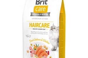 Корм для кошек с длинной шерстью Brit Care Haircare Healthy Shiny Coat 7 кг с курицей и лососем