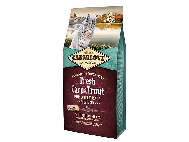 Корм для кошек стерилизованных Carnilove Fresh Carp Trout 6 кг с карпом и форелью