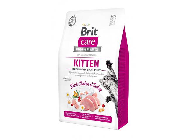 Корм для котят Brit Care Kitten Healthy Growth Development 2 кг с курицей и индейкой