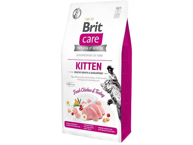 Корм для котят Brit Care Kitten Healthy Growth Development 7 кг с курицей и индейкой