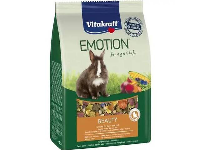 Корм для кроликов для кожи и шерсти Vitakraft Emotion Beauty Selection 1,5 кг (4008239314567)