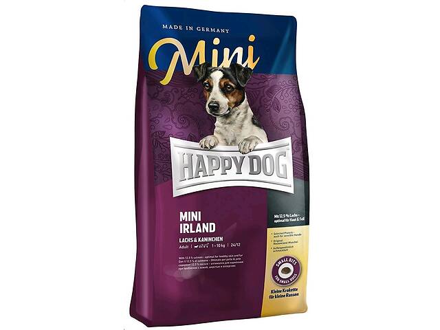 Корм для собак мелких пород Happy Dog Supreme Mini Irland с лососем и кроликом 4 кг (61222)