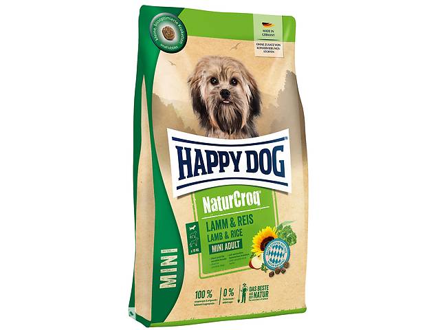 Корм для собак мини пород Happy Dog Натур Крок мини с ягненком и рисом 4 кг