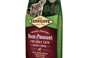 Корм для выведения шерсти у кошек Carnilove Hairball Controll Duck Pheasant 6 кг с уткой и фазаном