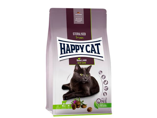 Корм Happy Cat Sterilised Weide-Lamm для стерилизованных кошек и котов с ягненком 4 кг