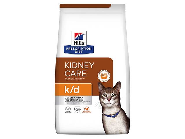 Корм Hill's Prescription Diet Feline K D сухой с курицей при заболеваниях почек у котов 8 кг