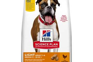 Корм Hill's Science Plan Canine Adult Light Medium сухой с курицей для собак средних пород с лишним весом 14 кг