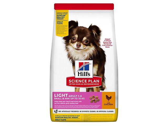Корм Hill's Science Plan Canine Adult Light Small Mini сухой с курицей для собак малых пород с лишним весом 6 кг