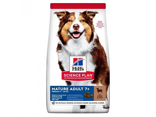 Корм Hill's Science Plan Canine Mature Adult Medium Lamb & Rice сухой с ягненком для стареющих собак средних пород 14...
