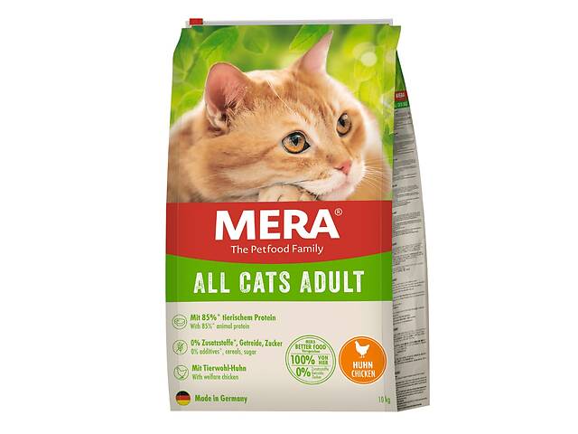 Корм Mera Cats All Adult Chicken сухой с курицей для взрослых котов 10 кг