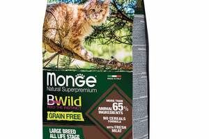 Корм Monge BWild Grain Free Cat Bufalo сухой с мясом буйвола для взрослых котов крупных пород 1.5 кг