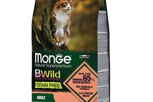 Корм Monge BWild Grain Free Cat Salmone сухой с лососем для взрослых котов 10 кг