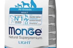 Корм Monge Monoprotein All breeds Adult Light Salmone сухой с лососем для взрослых собак с лишним весом 2.5 кг