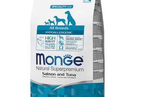Корм Monge Monoprotein Dog Adult All Breeds Salmone e Tonno сухой гипоаллергенный с лососем и тунцом для взрослых соб...