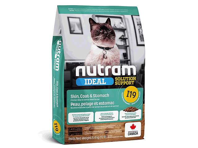 Корм Nutram I19 Ideal Solution Support Sensitive Skin Coat Stomach Cat сухой для взрослых котов с чувствительным пище...