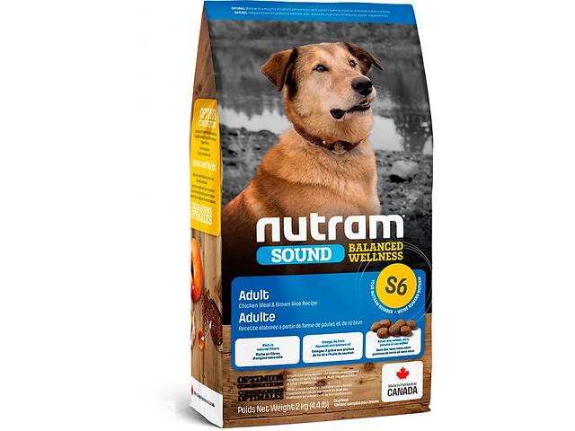 Корм Nutram S6 Sound Balanced Wellness Adult Dog сухой с курицей и рисом для взрослых собак 2 кг