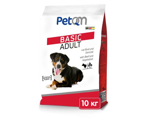 Корм PetQM Basic Adult 10 кг - с говядиной и овощами для собак