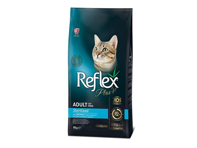 Корм Reflex Plus Cat Adult Sterilised Salmon сухой с лососем для стерилизованных котов 8 кг