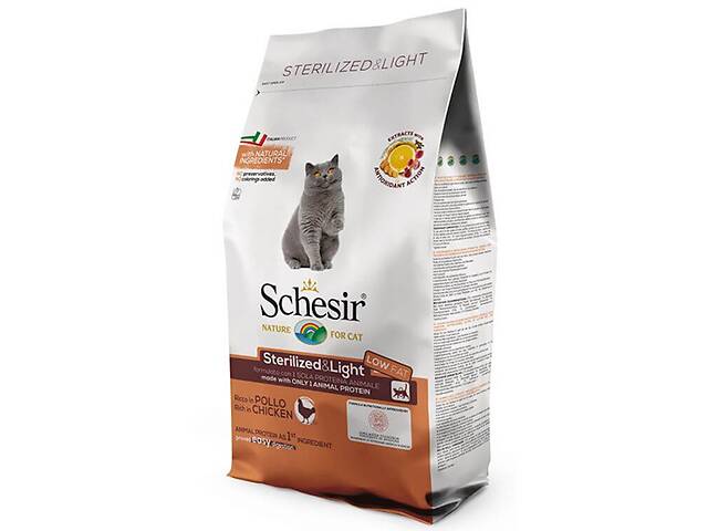 Корм Schesir Cat Sterilized Light сухой монопротеиновый для кастрированных котов или котов склонных к полноте 10 кг