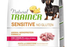 Корм Trainer Natural Dog Sensitive No Gluten Adult Mini Rabbit сухой монопротеиновый с кроликом для взрослых собак ме...