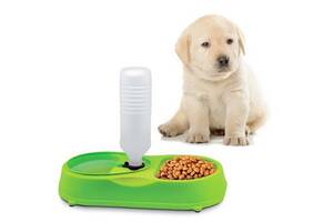 Кормушка для котов и собак Fine Pet Feeder с поилкой Green (3_03635)