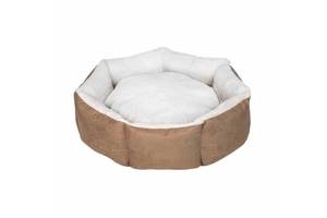 Круглый мягкий лежак для котов и собак Milord Cupcake (Милорд Капкейк) XL - 98 см. - до 35 кг., Коричневый и серый