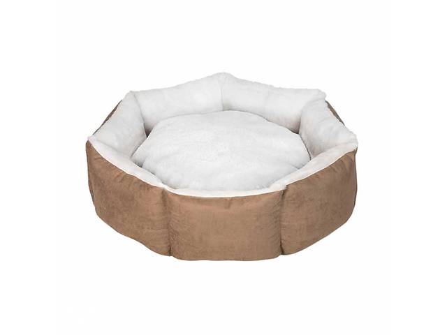 Круглый мягкий лежак для котов и собак Milord Cupcake (Милорд Капкейк) XL - 98 см. - до 35 кг., Коричневый и серый
