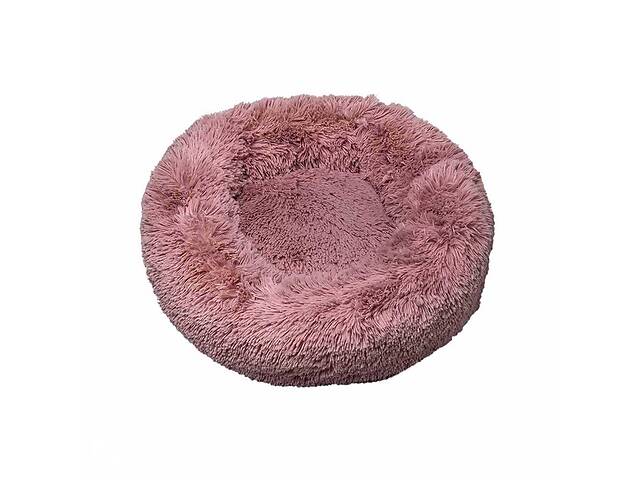 Круглый плюшевый лежак для котов и собак Milord Ponchik (Милорд Пончик) L - 80 см. до 25 кг., Розовый
