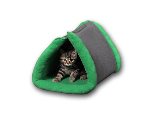 Лежак (лежанка) для кошек и собак Мур-Мяу 'Боня' Серо-зеленый