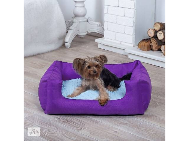 Лежанка для кота и собаки Комфорт фиолетовая с голубым XL - 120 x 80