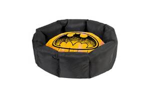 Лежанка для собак со сменной подушкой Waudog Relax M Бэтмен 1 52×42×19 см Желтый с черным (225-0150)