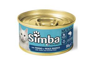 Мус для взрослых кошек тунец и океаническая рыба Monge Simba Cat Wet Mousse 85 гр