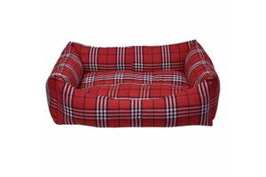 Мягкий диван лежак для котов и собак Milord Danish (Милорд Даниш) L - 78 х 60 х 22 см., Красный в клетку
