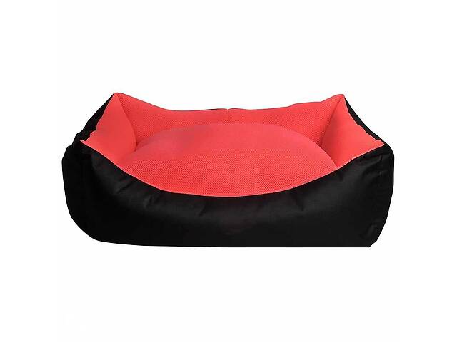 Мягкий лежак диван для котов и собак Milord Dondurma (Милорд) L - 78 х 60 х 22 см., Черный с коралловым