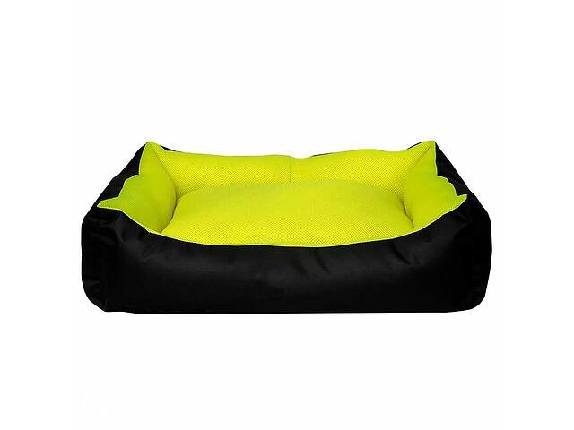 Мягкий лежак диван для котов и собак Milord Dondurma (Милорд) L - 78 х 60 х 22 см., Черный с лимонным