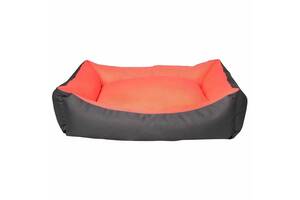 Мягкий лежак диван для котов и собак Milord Dondurma (Милорд) XL - 95 х 70 х 22 см., Серый с оранжевым