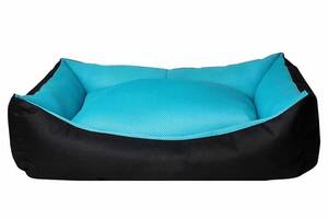 Мягкий лежак диван для котов и собак Milord Dondurma (Милорд) XL - 95 х 70 х 22 см., Черный с голубым