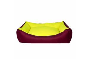 Мягкий лежак диван для котов и собак Milord Dondurma (Милорд) М - 62 х 44 х 22 см., Бордовый с лимонным