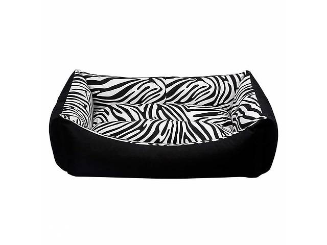 Мягкий лежак диван для котов и собак Milord TARTE (Милорд Тарт) S - 50 х 38 х 19 см., Черный и зебра