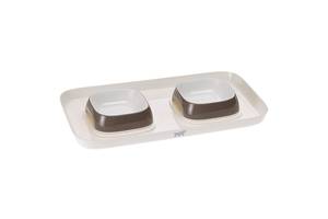 Миски на подносе для собак и кошек Ferplast Glam Tray (Ферпласт Глем Трей) 40 х 23 х h 5.5 см - 0.8 L - SMALL, Коричн...