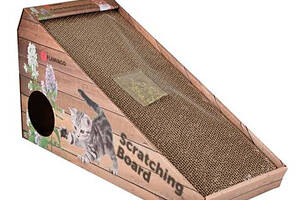 Наклонная когтеточка для кошек с кошачьей мятой и меxовой мышкой Flamingo SCRATCHING BOARD 59 x 21 x 32 см Бежевый (4...