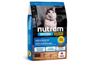 Nutram S5 Sound Balanced Wellness Natural Adult Senior(Нутрам С5 Соунд) корм для взрослых или пожилых котов 1.13 кг.