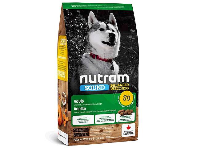 Nutram S9 Sound Balanced Wellness Lamb Adult Dog (Нутрам Саунд Балансед) корм для собак с ягненком и ячменем 11.4 кг.