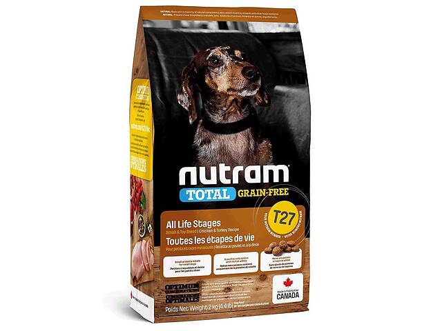 Nutram T27 Total Grain Free Turkey Chicken Small Breed Dog (Нутрам Тотал Индейка) корм для собак мелких пород 5.4 кг.