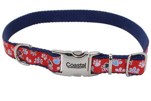 Ошейник для собак Coastal Pet Attire Ribbon 2.5 х 46 - 66 см красный с лапками (76484619762)