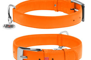 Ошейник для собак кожаный WAUDOG Glamour Ш 35 мм Дл 46-60 см Оранжевый