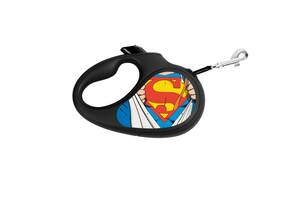 Повідець-рулетка для собак WAUDOG R-leash малюнок 'Супермен Герой' XS до 12 кг 3 м світловідбиваюча стрічка Чорний