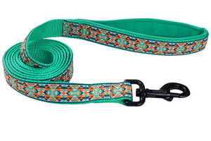 Поводок для собак Coastal Ribbon Weave Leash темно-бирюзовый с косточками 2.5x180 см (76484159756)